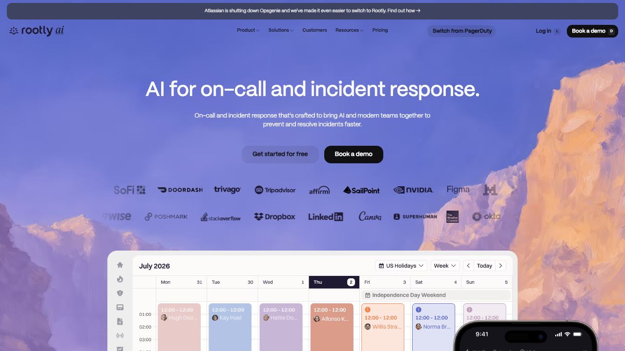 Rootly website screenshot