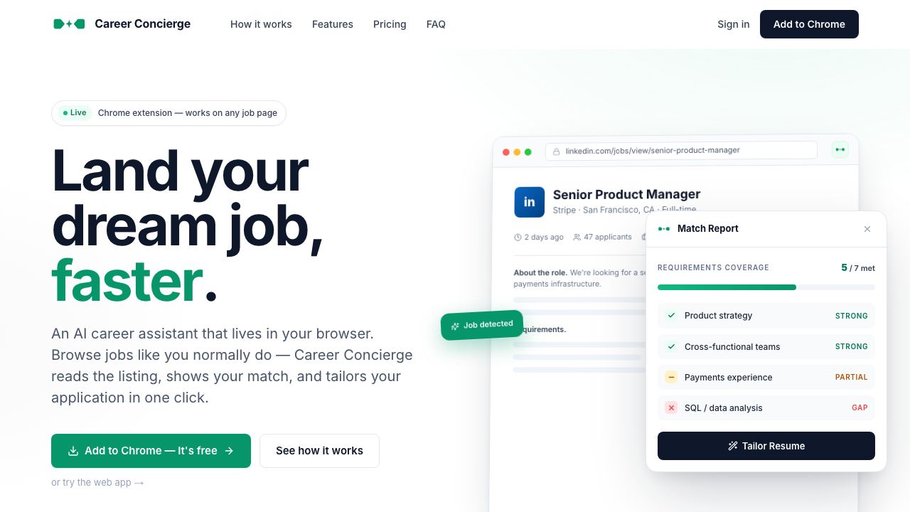 Career Concierge 网站截图