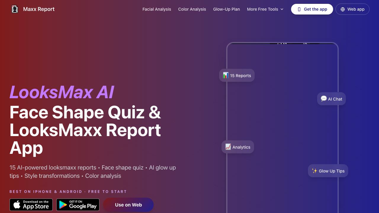 LooksMaxx AI - AI powered apps to help you glow up and looksmaxx online 网站截图