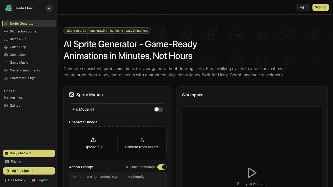 Sprite Flow 网站截图