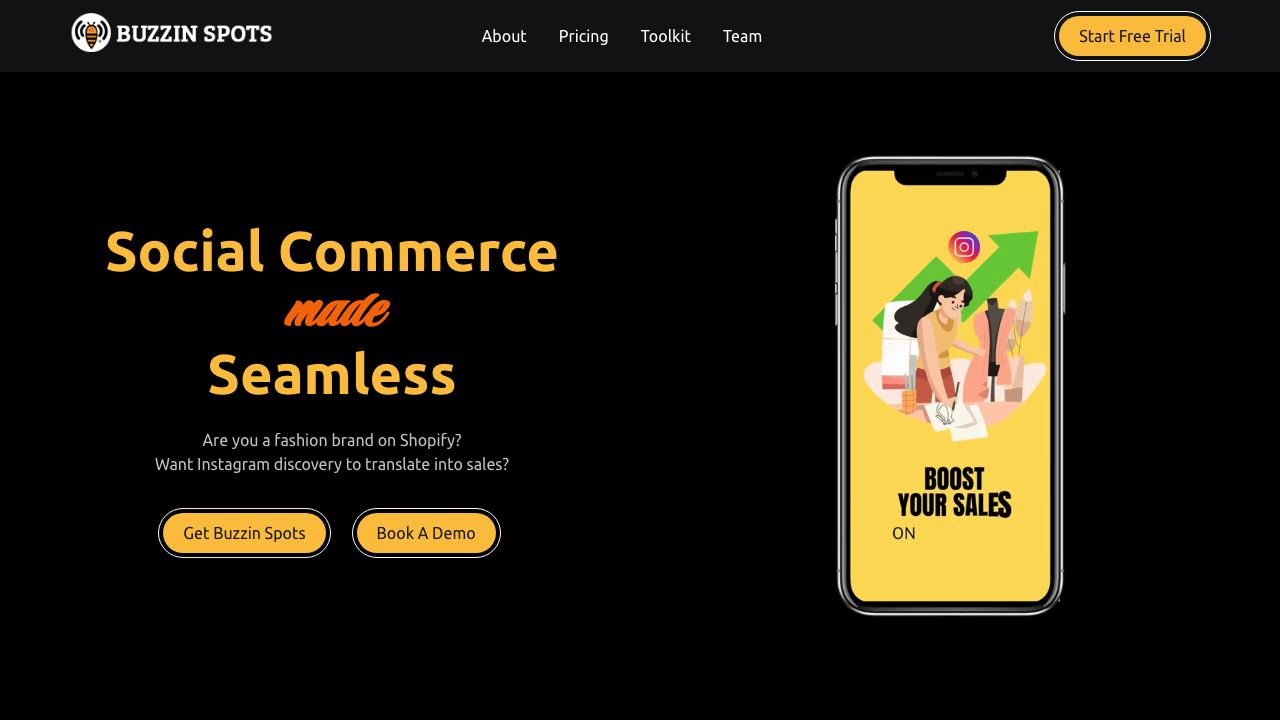 Buzzin Spots: AI Social Commerce Toolkit 网站截图