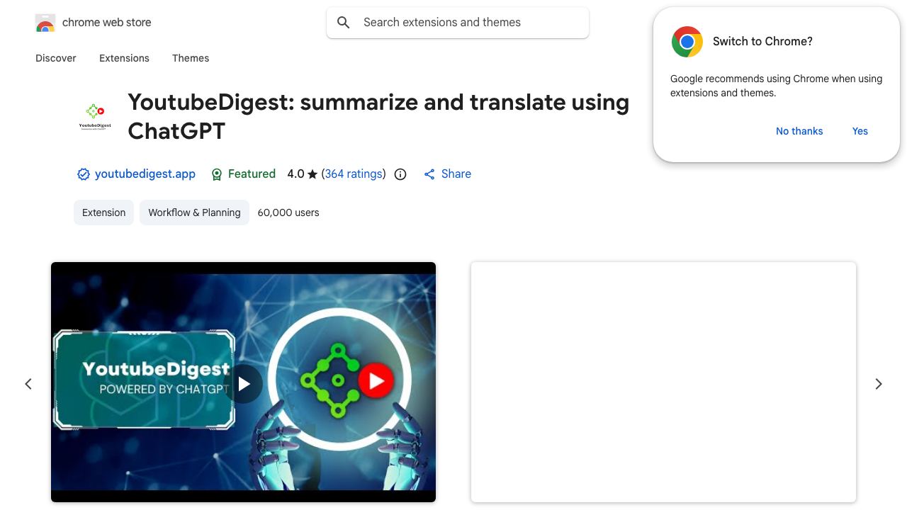 YoutubeDigest 网站截图