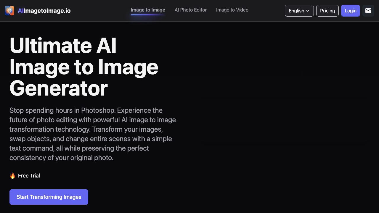 FREE AI Image to Image Generator: Pro Edits via Text Prompt website screenshot