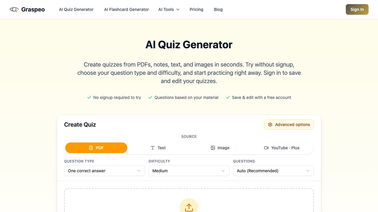 ai quiz generator - 1 网站截图