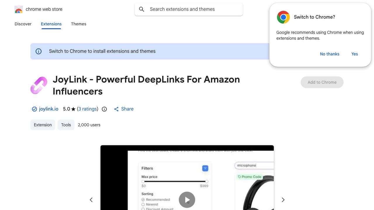 JoyLink - Powerful DeepLinks For Amazon Influencers 网站截图