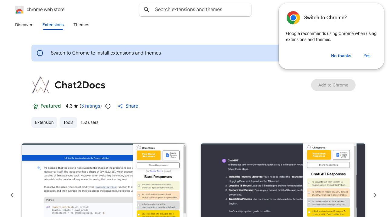 Chat2Docs 网站截图