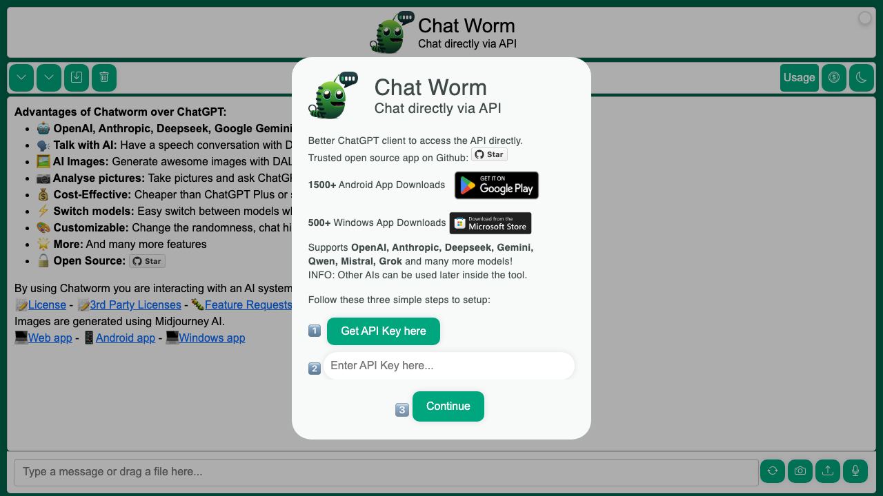 Chatworm website screenshot