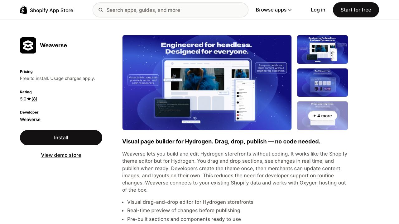 Weaverse, AI-Powered Page Builder 网站截图