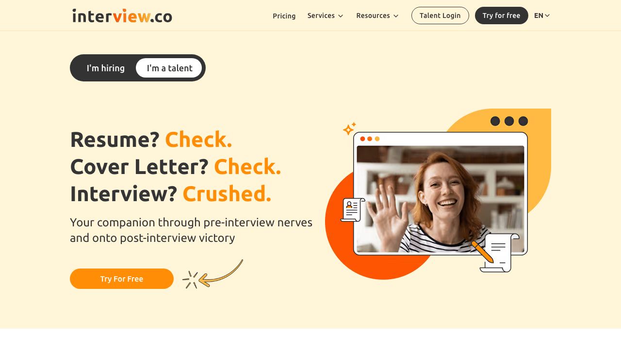 interview.co website screenshot
