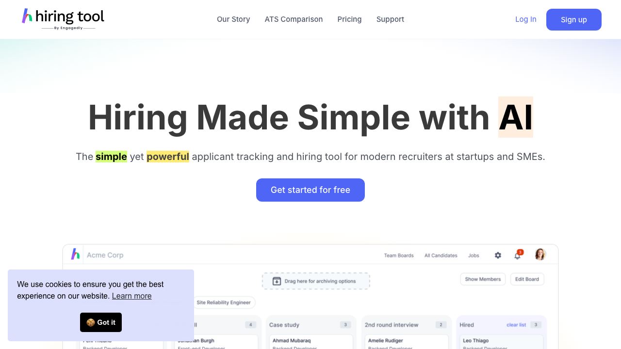 hiring tool website screenshot
