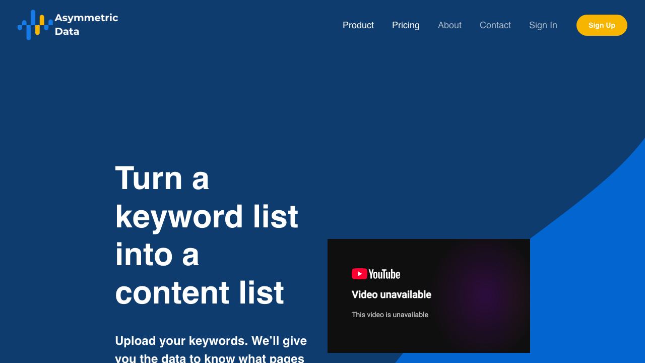 Asymmetric Data website screenshot