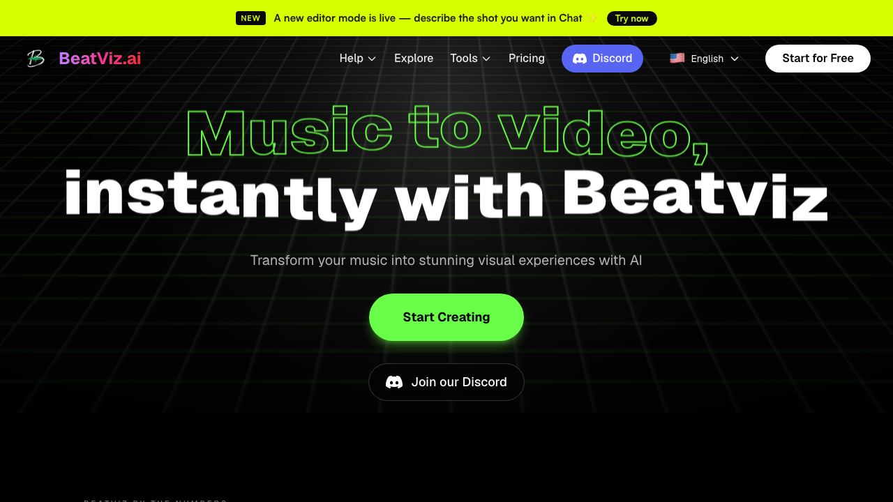 BeatViz AI Music Video Generator 网站截图