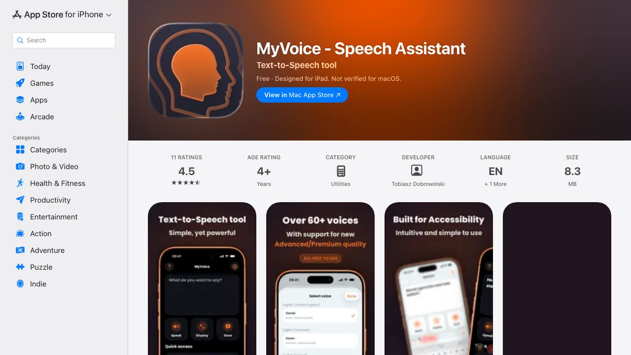 MyVoice - Speech Assistant 网站截图