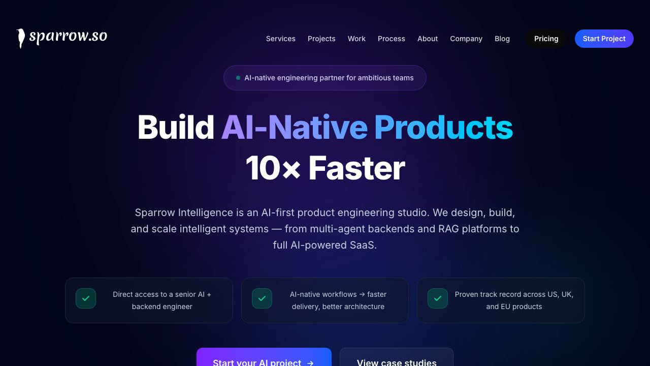 Sparrow Studio website screenshot