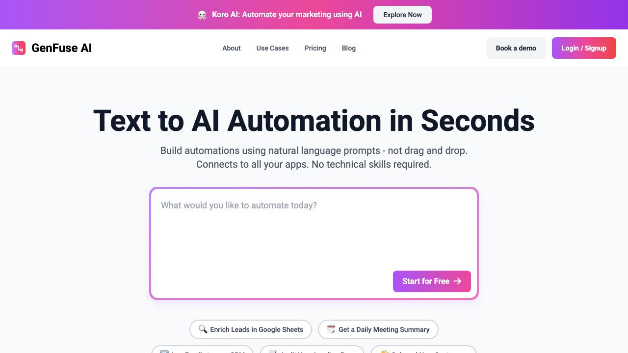 GenFuse AI 网站截图