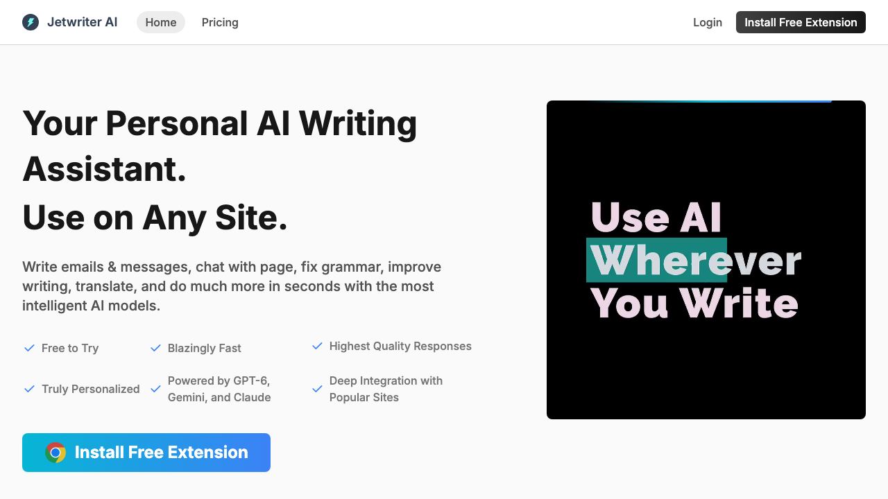 Jetwriter AI 网站截图
