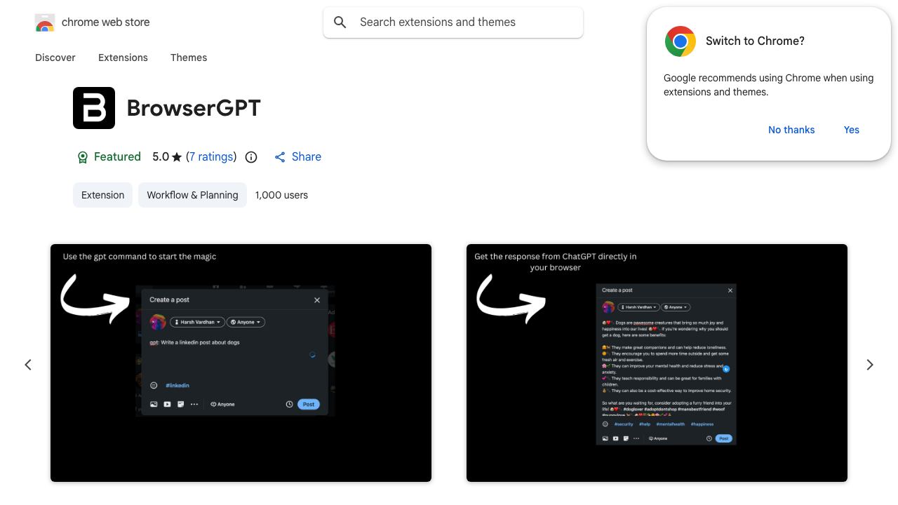BrowserGPT 网站截图