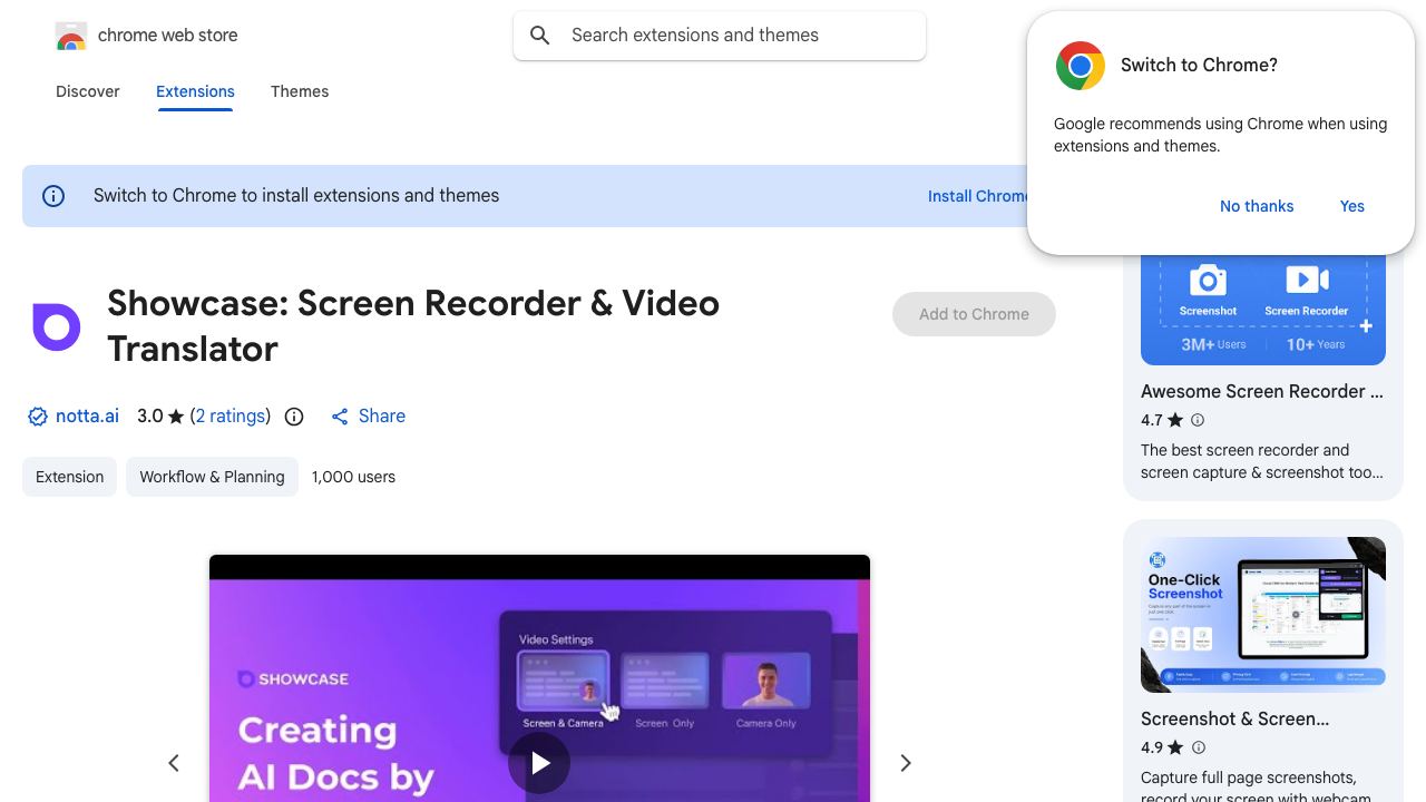 Showcase: Screen Recorder & Video Translator 网站截图