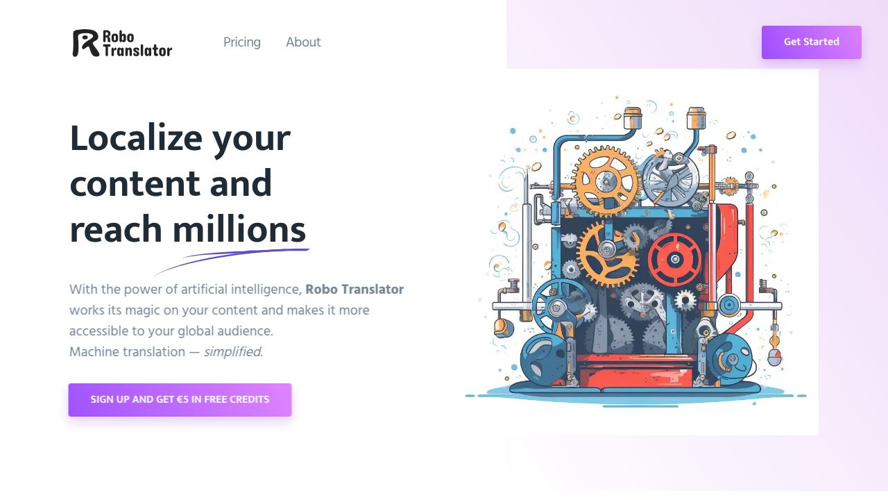 Robo Translator website screenshot