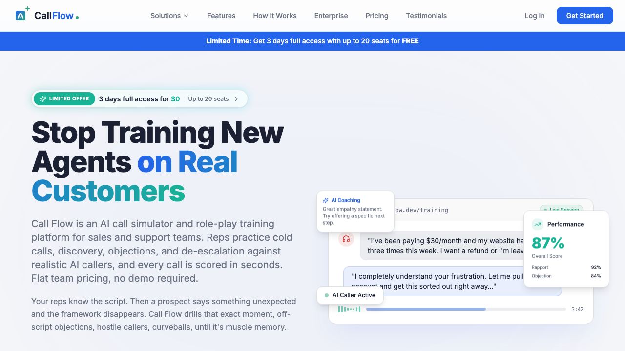 Call Flow website screenshot