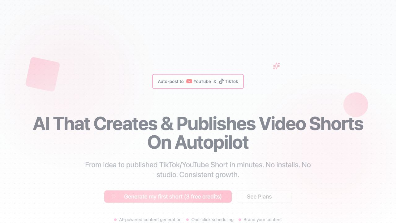 Shortsbot AI website screenshot