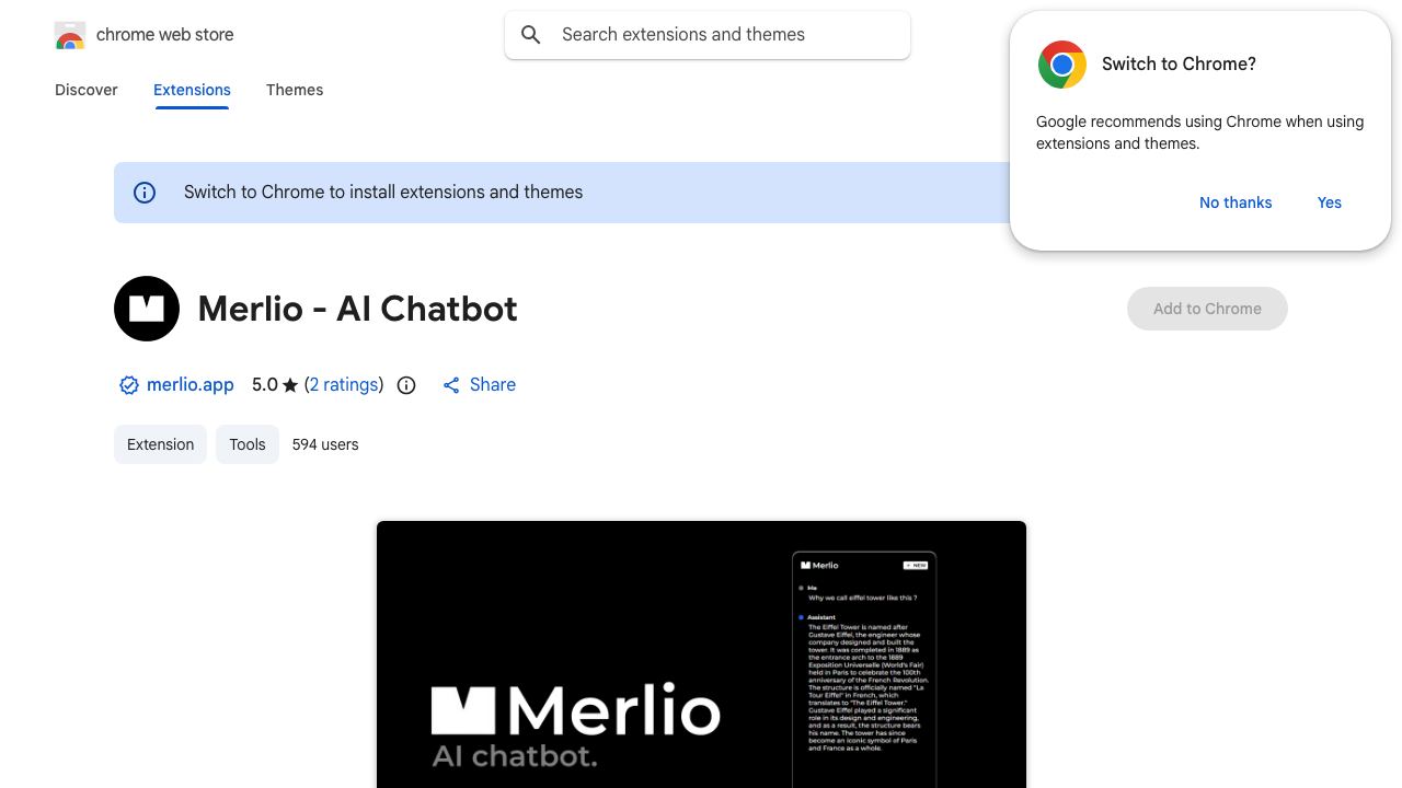 Merlio - AI Chatbot 网站截图