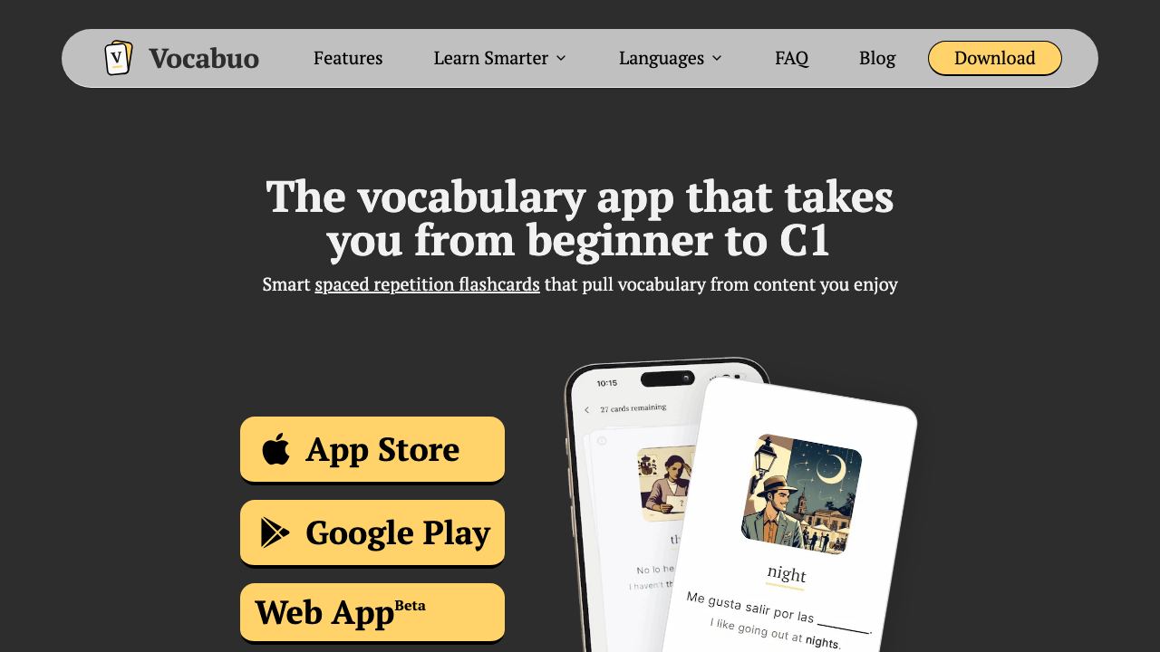 Vocabuo website screenshot
