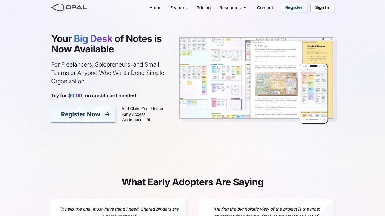 Opal website screenshot