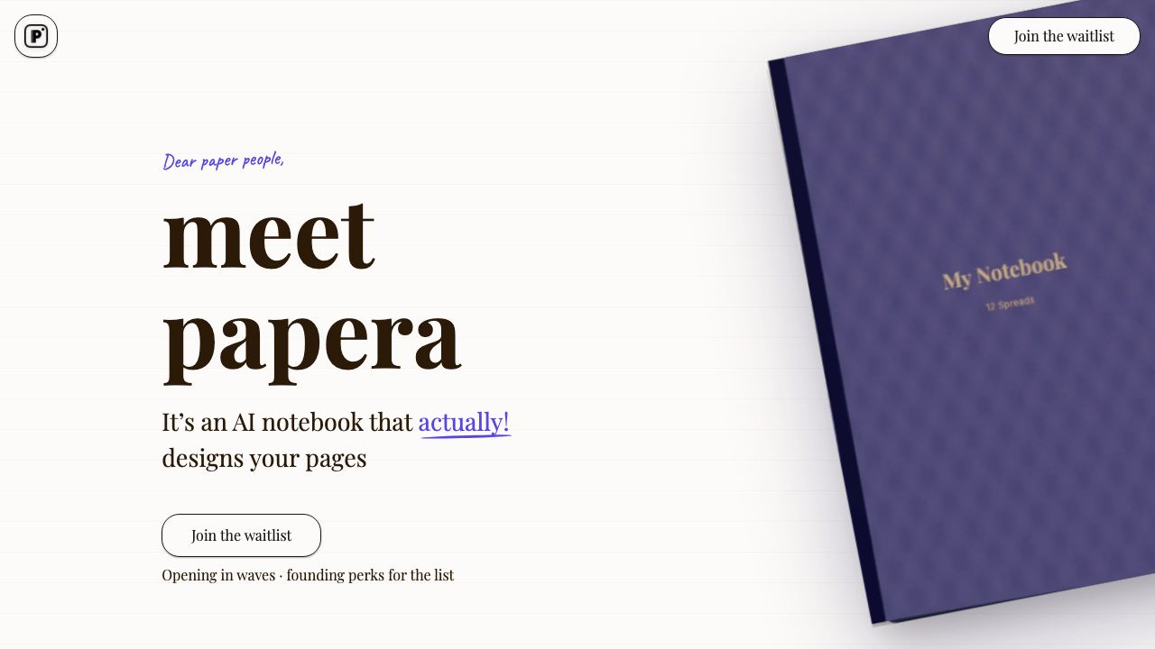 Papera website screenshot