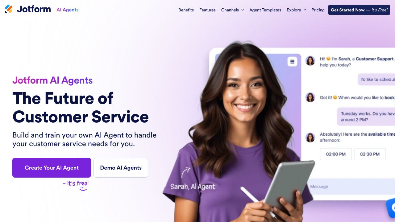 Jotform AI Agents 网站截图