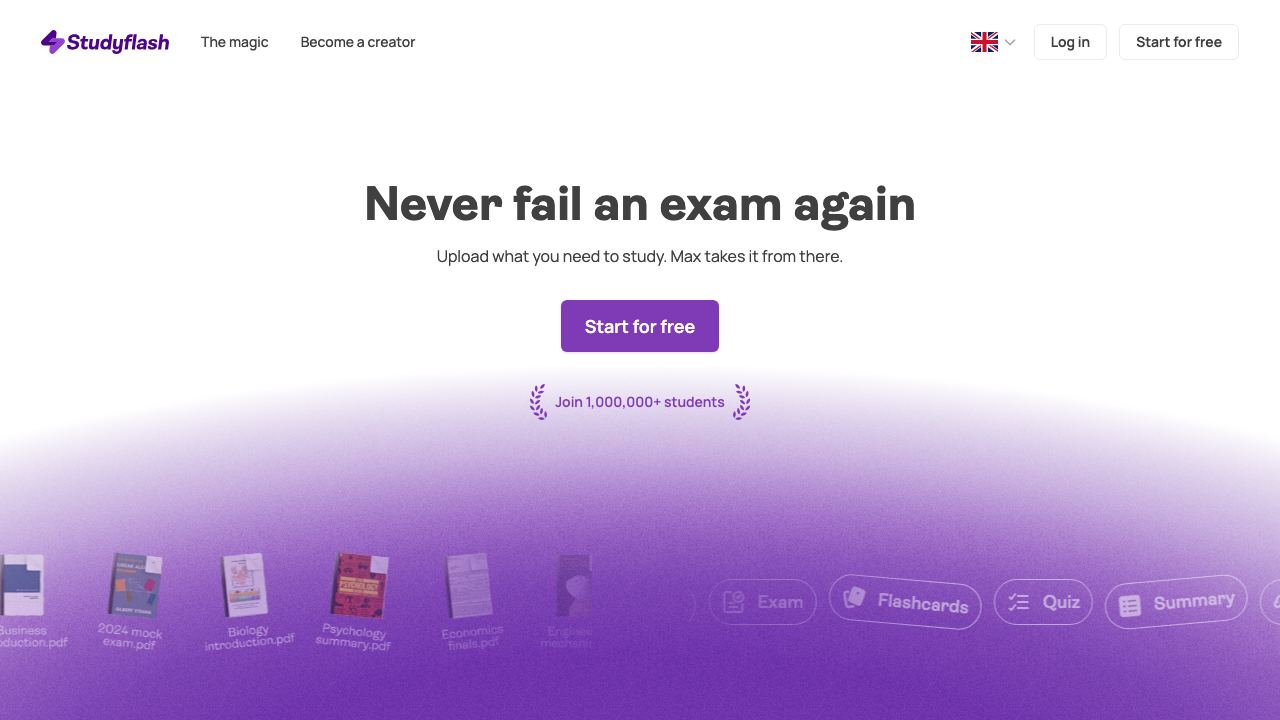 Studyflash website screenshot