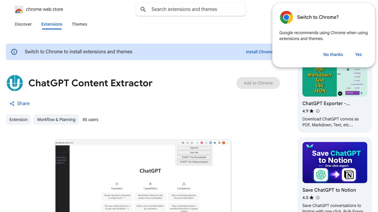 ChatGPT Content Extractor 网站截图