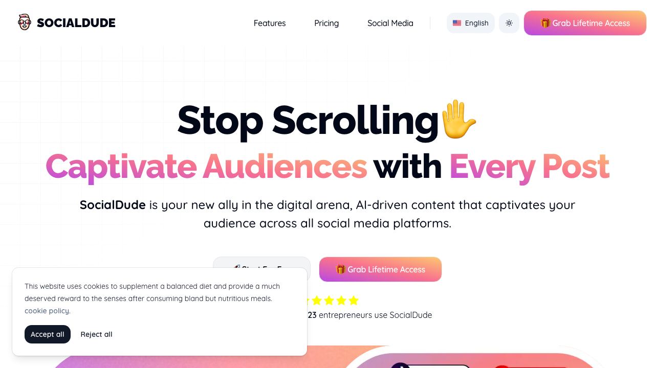 Socialdude.ai 网站截图