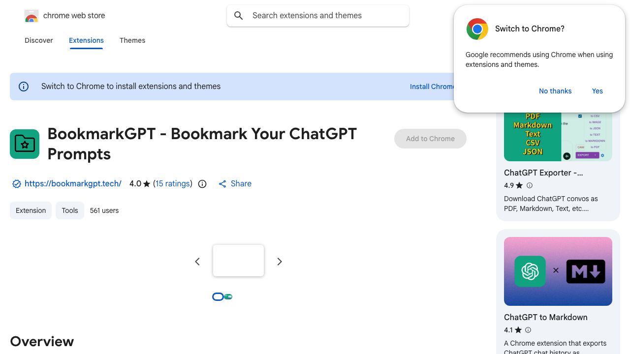 BookmarkGPT 网站截图