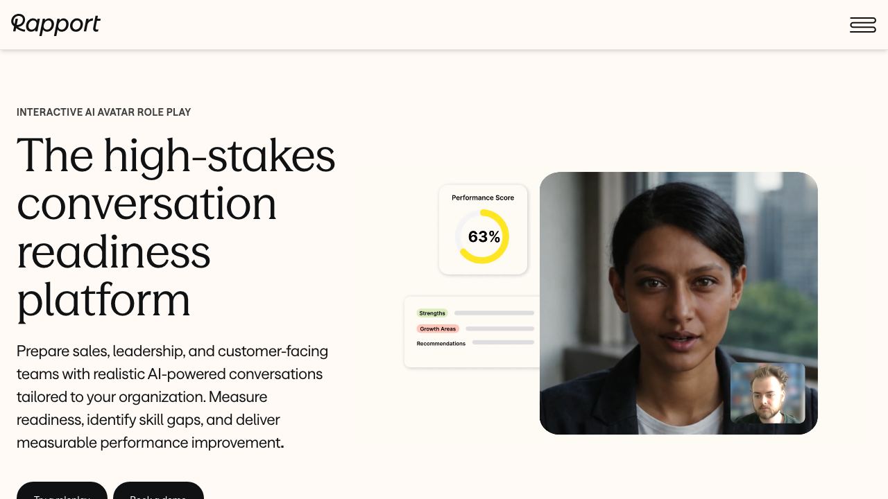 Rapport website screenshot