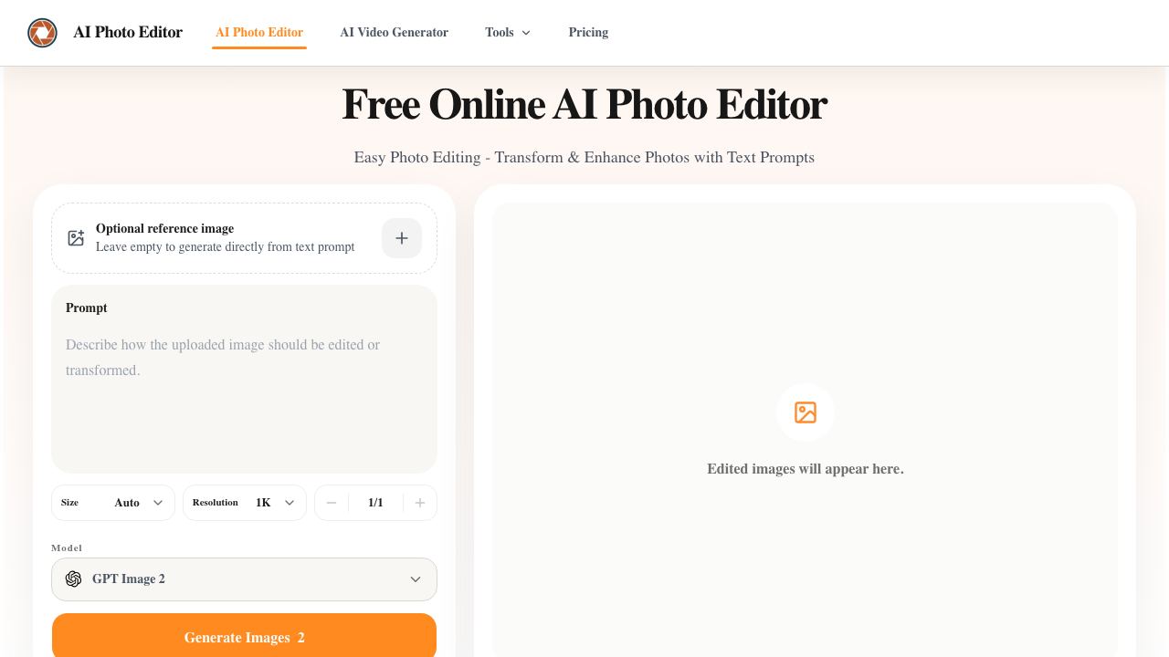 AI Photo Editor - 1 网站截图