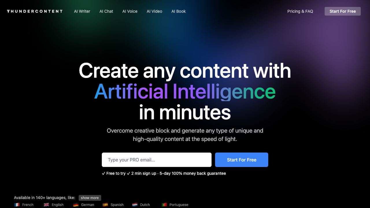 Thundercontent website screenshot