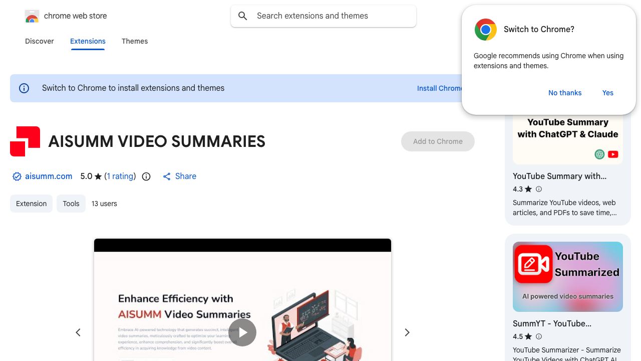 AISUMM VIDEO SUMMARIES 网站截图