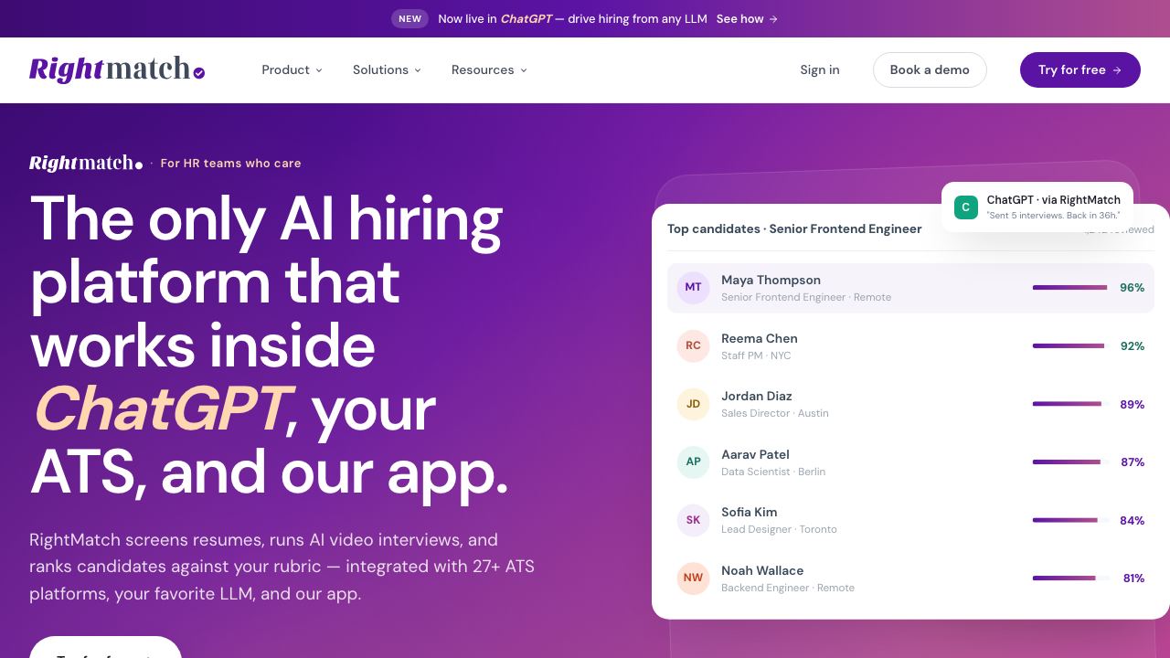 RightMatch Ai website screenshot