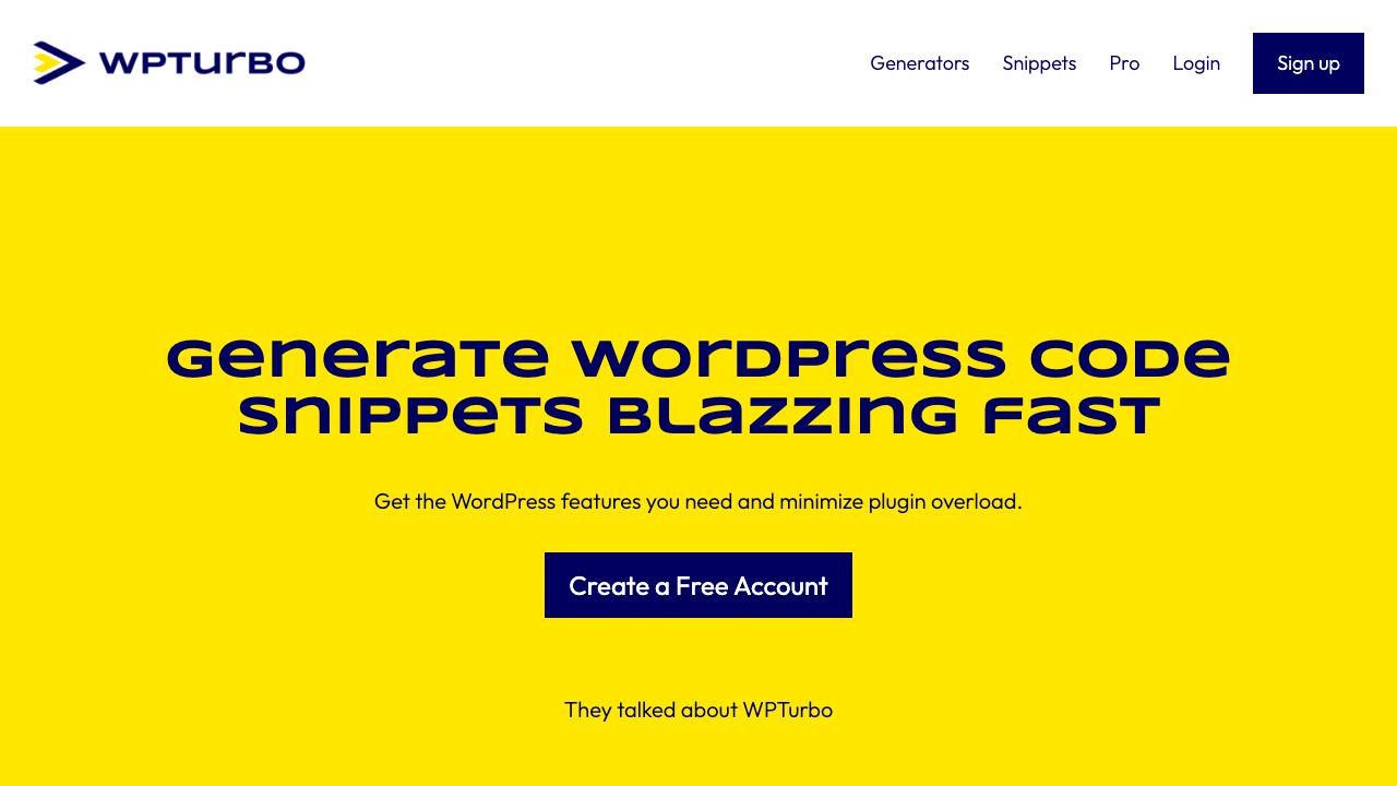 WPTurbo website screenshot
