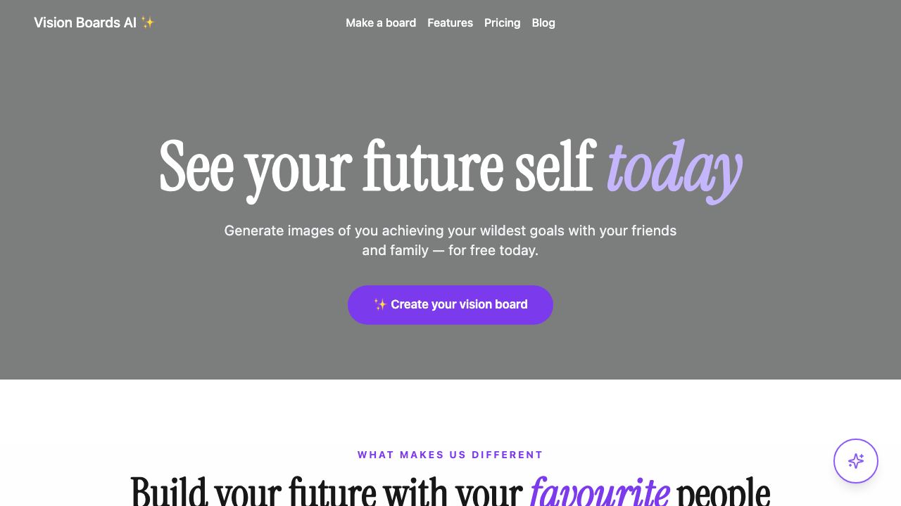 Vision Boards AI website screenshot
