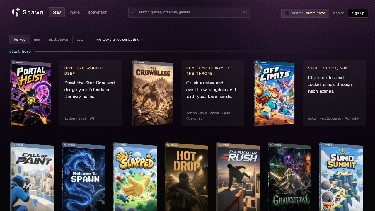 Spawn website screenshot