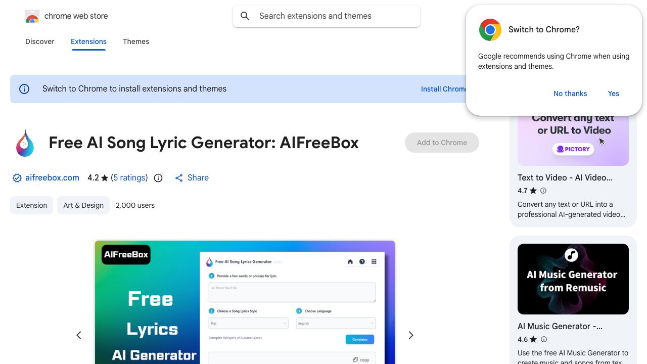 AI Song Lyrics Generator -Craft Unique Lyrics website screenshot