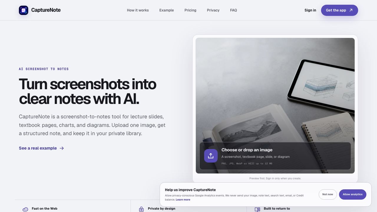CaptureNote website screenshot