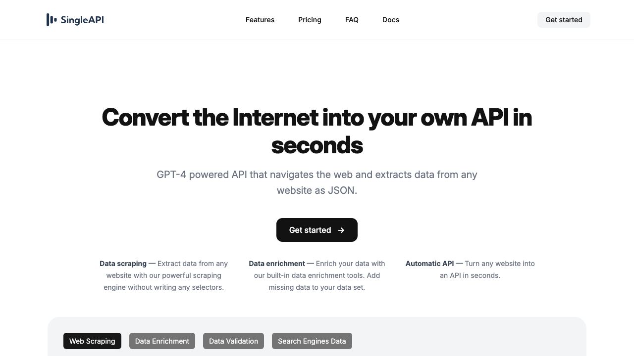 SingleAPI 网站截图