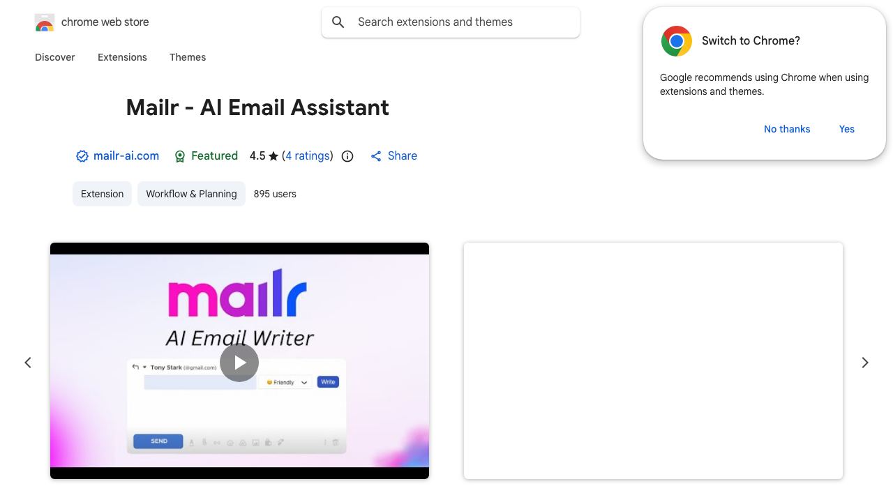 Mailr website screenshot
