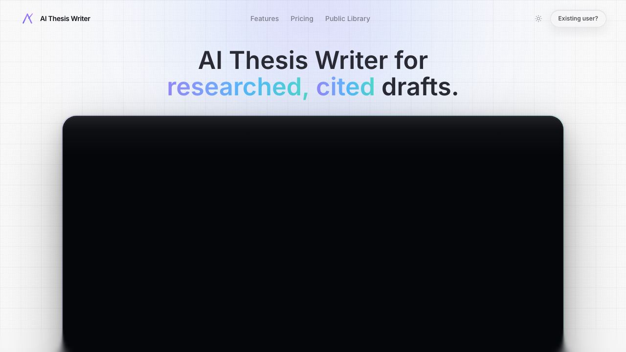 AI Thesis Writer website screenshot