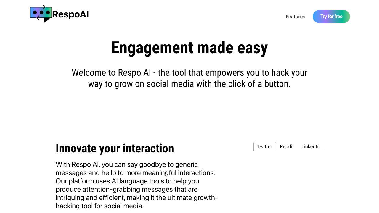 Respo AI website screenshot