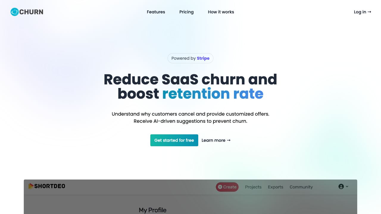 Echurn - Reduce churn & boost retention 网站截图
