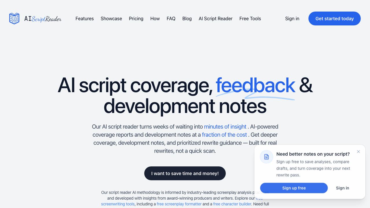 AIScriptReader website screenshot